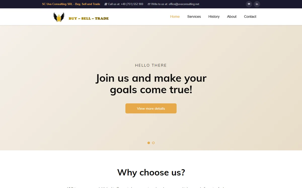 Homepage of uvaconsulting.net, a client website